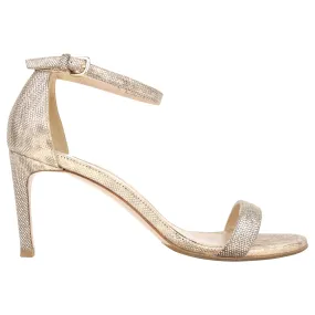 Stuart Weitzman Nearly Nude Desertros Metallic Suede Leather Stiletto Sandals - US 8.5