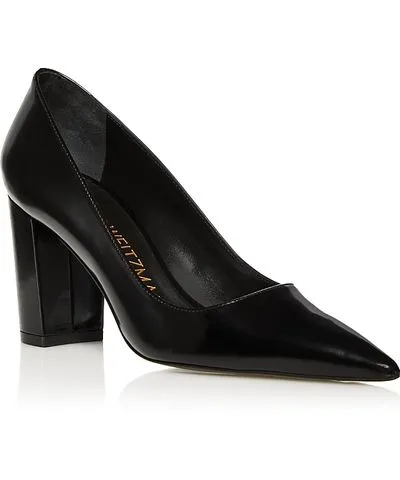 Stuart Weitzman Women's Stuart 85 Pointed Toe Block Heel Pumps