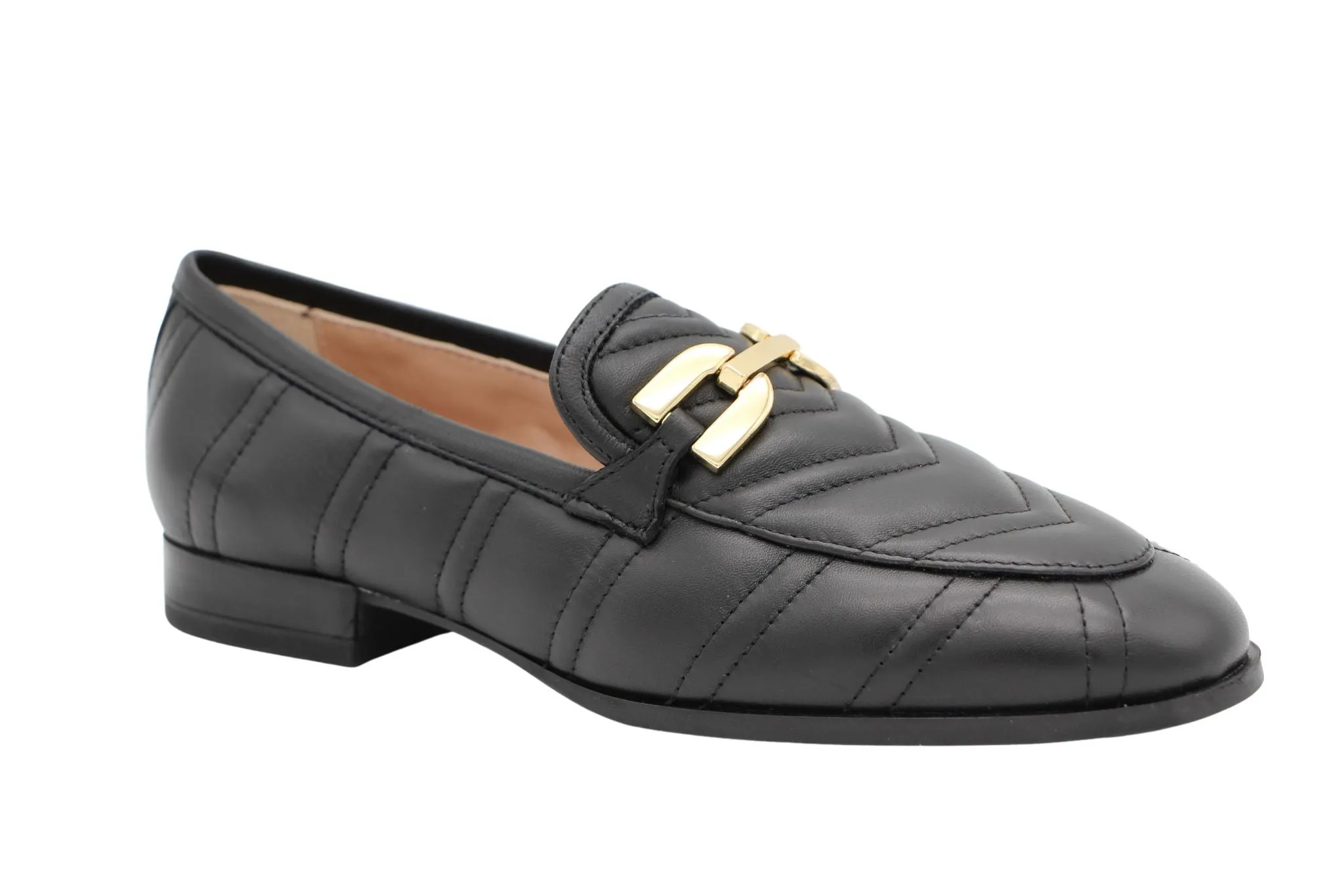 Unisa Dexter Black Quilted Leather Loafer