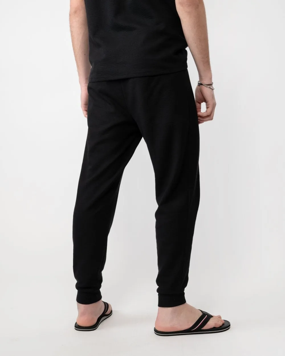 Waffle Pants Mens Cotton-Blend Pyjama Bottoms with Embroidered Logo