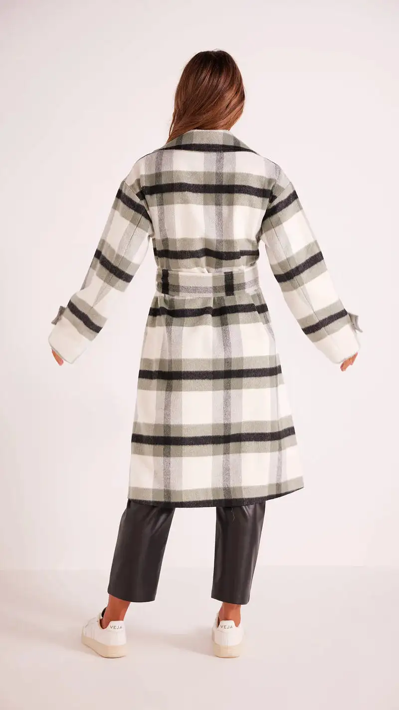 Watson Check Coat - Cream / Green