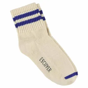 Women Ankle Socks Ecru / Bright Blue