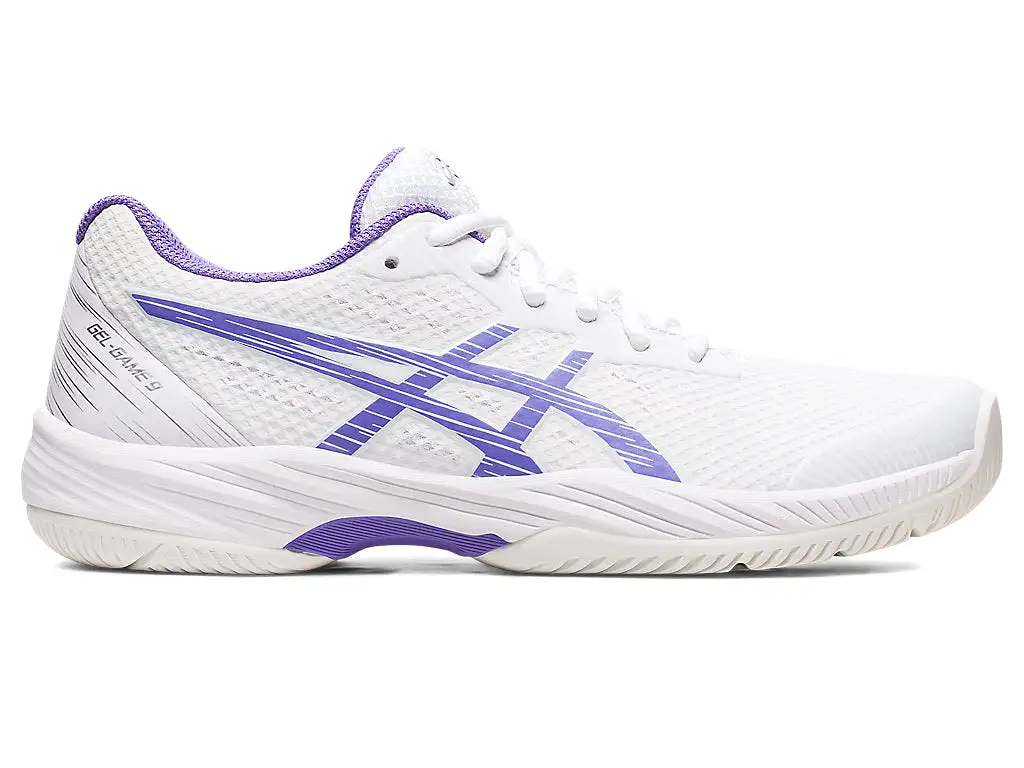 Women's Asics Gel-Game 9, White/Pure Silver, 8 B Medium