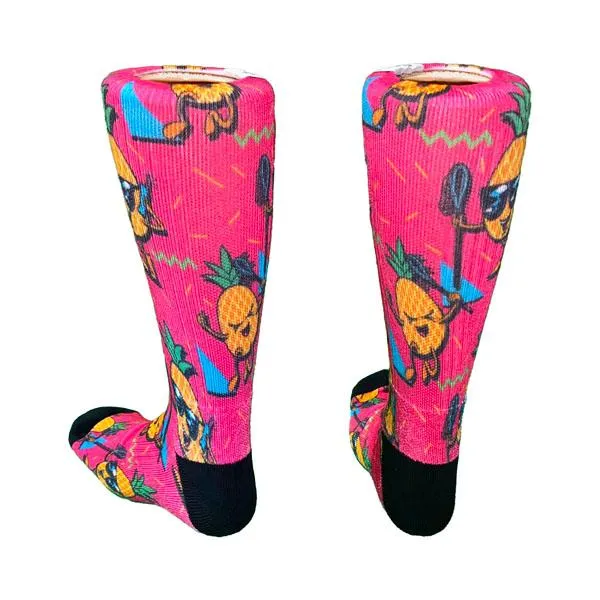 Youth Pineapple Lax Crew Socks Pink