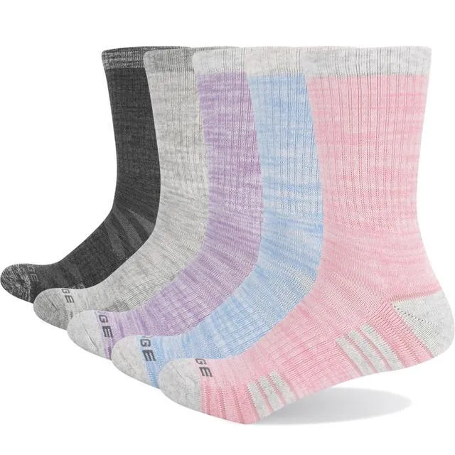 YUEDGE Women's Cotton Casual Crew Socks - 5 Pairs Cute Winter Warm Thick